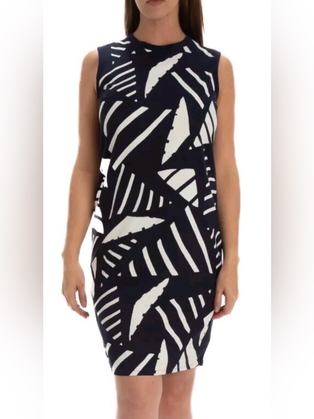 Lauren Ralph Lauren‎ Women's Navy/White Mixed Media Shift Sweater Dress Size S